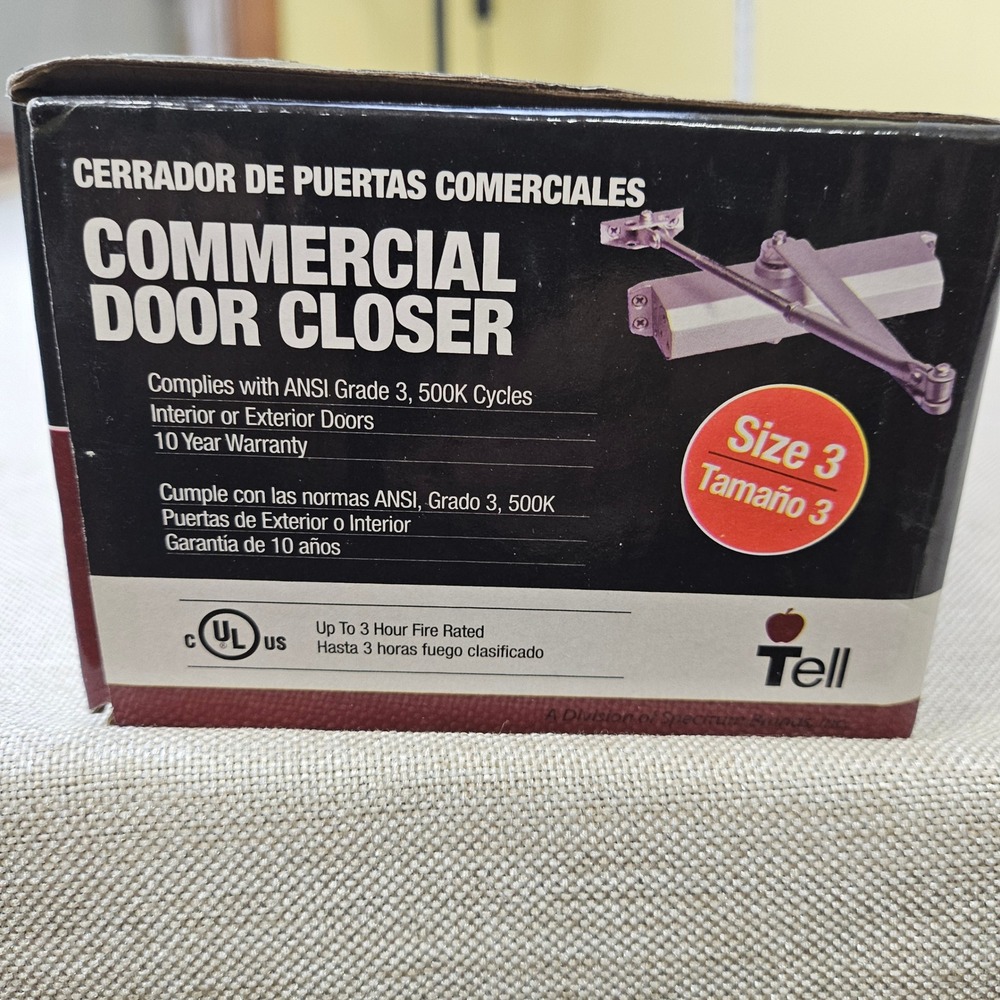 Tell Commercial Door Closer Size 3 Silver Aluminum ANSI Grade 3 DC100001 New